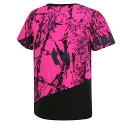 Ridgeline Spliced Kids Fleece T-Shirt Hyper Pink Camo/Black
