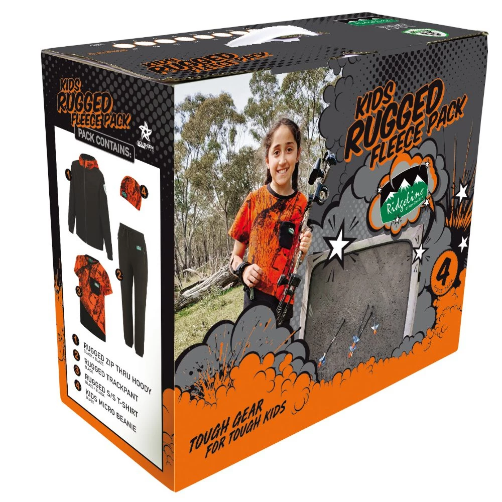 Ridgeline Rugged Kids 4 Piece Clothing Pack Field Blaze Camo/Black 3 Ridgeline Rugged Kids 4 Piece Clothing Pack Field Blaze Camo/Black