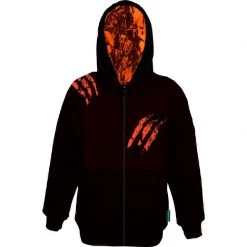 Ridgeline Claw Kids Zip Hoodie Black/Blaze Camo 6